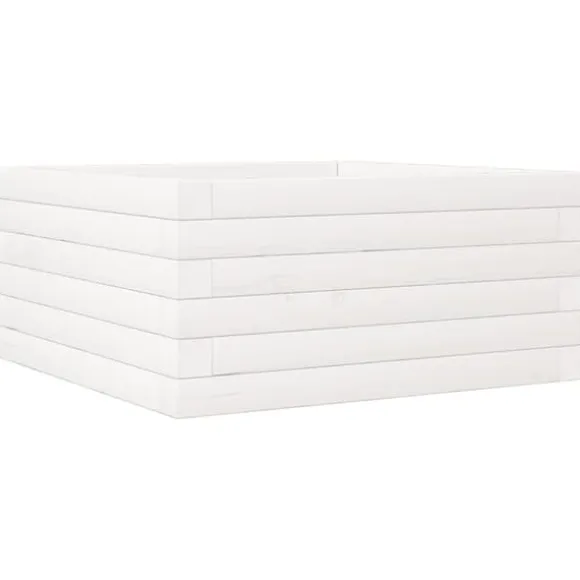 Plantekasse i massivt fyrretræ - Dybde: 50x50x23 cm | Farve: Hvid