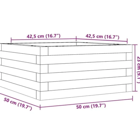 Plantekasse i massivt fyrretræ - Dybde: 50x50x23 cm | Farve: Hvid