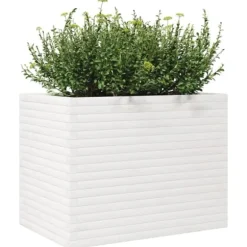 Plantekasse i massivt fyrretræ - Dekorativ havekasse | Størrelse: 90x60x68,5 cm | Farve: Hvid