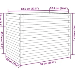 Plantekasse i massivt fyrretræ - Dekorativ havekasse | Størrelse: 90x60x68,5 cm | Farve: Hvid