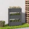 Plantekasse i massivt fyrretræ - Dekorativ blomsterkasse | Størrelse: 77x25x104,5 cm | Farve: Grå