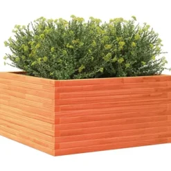 Plantekasse i massivt fyrretræ - 90x90x46 cm | Farve: Gyldenbrun