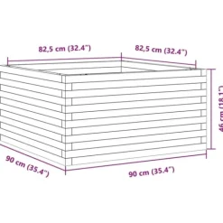 Plantekasse i massivt fyrretræ - 90x90x46 cm | Farve: Gyldenbrun