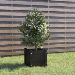 Plantekasse i massivt fyrretræ - Blomsterkasse | Størrelse: 31x31x31 cm | Farve: Sort