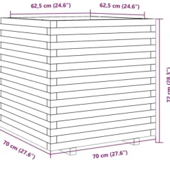 Plantekasse i massivt fyrretræ - Dekorativ til have og terrasse | Størrelse: 70x70x72 cm | Farve: Gyldenbrun