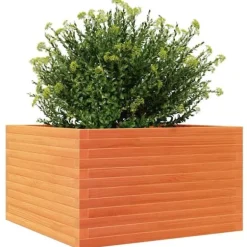 Plantekasse i massivt fyrretræ - Robuste blomsterkasser | Størrelse: 80x80x46 cm | Farve: Gyldenbrun