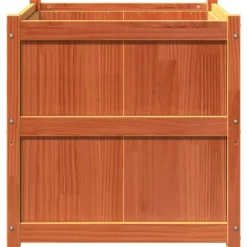Plantekasse i massivt fyrretræ - Dekorativ haveboks | Størrelse: 70x70x70 cm | Farve: Gyldenbrun