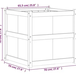 Plantekasse i massivt fyrretræ - Dekorativ haveboks | Størrelse: 70x70x70 cm | Farve: Gyldenbrun