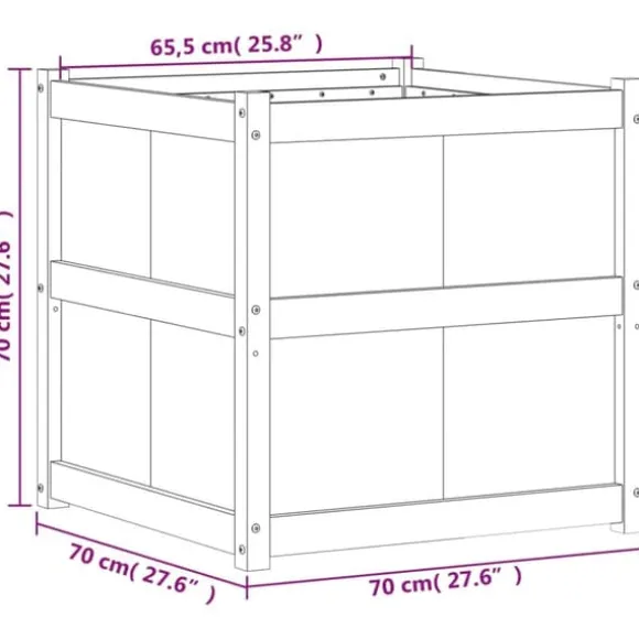 Plantekasse i massivt fyrretræ - Dekorativ haveboks | Størrelse: 70x70x70 cm | Farve: Gyldenbrun
