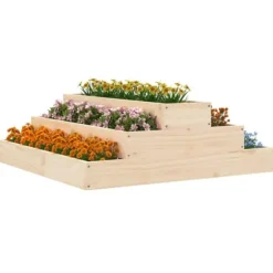 Plantekasse i massivt fyrretræ - Dekorativ og robust | Størrelse: 80x80x27 cm