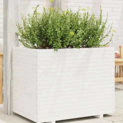 Plantekasse i massivt fyrretræ - Dekorativ havekasse | Størrelse: 90x60x72 cm | Farve: Hvid
