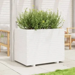 Plantekasse i massivt fyrretræ - Dekorativ havekasse | Størrelse: 90x60x72 cm | Farve: Hvid