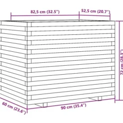 Plantekasse i massivt fyrretræ - Dekorativ havekasse | Størrelse: 90x60x72 cm | Farve: Hvid