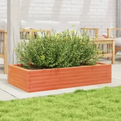 Plantekasse i massivt fyrretræ - Dybde 110 cm | Farve: Gyldenbrun | Størrelse: 110x60x23 cm