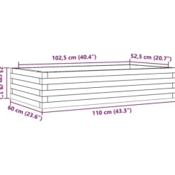 Plantekasse i massivt fyrretræ - Dybde 110 cm | Farve: Gyldenbrun | Størrelse: 110x60x23 cm
