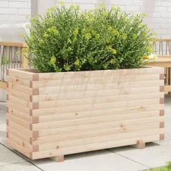 Plantekasse i massivt fyrretræ - Robust design til blomster | Størrelse: 90x40x49,5 cm