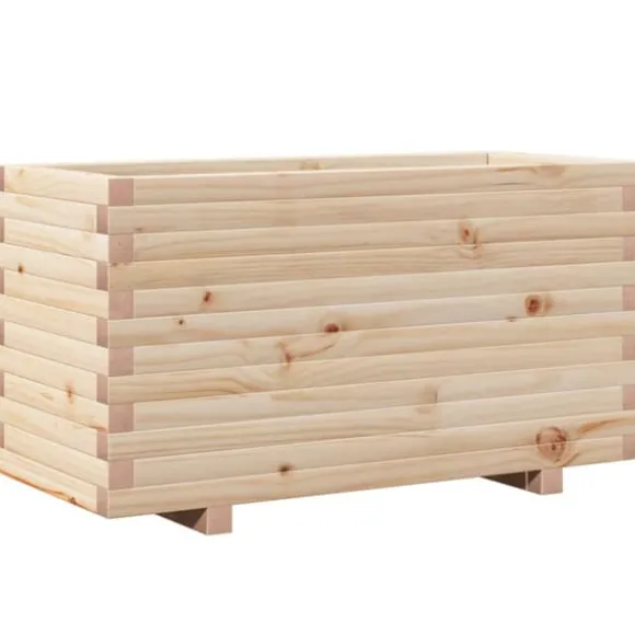Plantekasse i massivt fyrretræ - Robust design til blomster | Størrelse: 90x40x49,5 cm