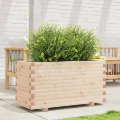 Plantekasse i massivt fyrretræ - Robust design til blomster | Størrelse: 90x40x49,5 cm