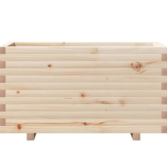 Plantekasse i massivt fyrretræ - Robust design til blomster | Størrelse: 90x40x49,5 cm