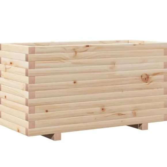 Plantekasse i massivt fyrretræ - Robust design til blomster | Størrelse: 90x40x49,5 cm