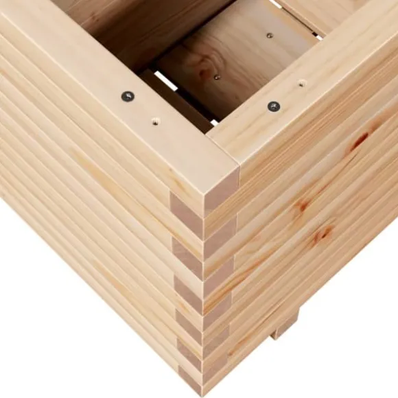 Plantekasse i massivt fyrretræ - Robust design til blomster | Størrelse: 90x40x49,5 cm