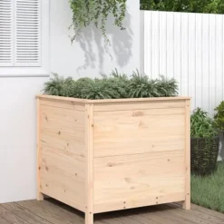 Plantekasse i massivt fyrretræ - Højbed til have | Størrelse: 82,5x82,5x78 cm