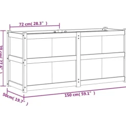 Plantekasse i massivt fyrretræ - Dekorativ havekasse | Størrelse: 150x50x70 cm