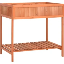Plantekasse i massivt grantræ - Hævet 80x60x80 cm | Farve: Natur | Størrelse: 80x60x80 cm