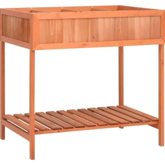 Plantekasse i massivt grantræ - Hævet 80x60x80 cm | Farve: Natur | Størrelse: 80x60x80 cm