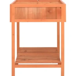Plantekasse i massivt grantræ - Hævet 80x60x80 cm | Farve: Natur | Størrelse: 80x60x80 cm