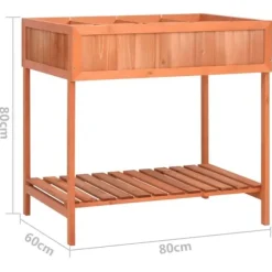 Plantekasse i massivt grantræ - Hævet 80x60x80 cm | Farve: Natur | Størrelse: 80x60x80 cm