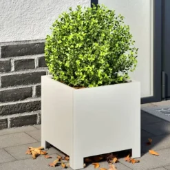 Plantekasse i stål - Vejrbestandig og slidstærk | Størrelse: 30x30x30 cm | Farve: Hvid