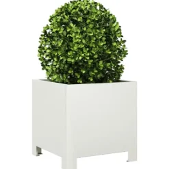 Plantekasse i stål - Vejrbestandig og slidstærk | Størrelse: 30x30x30 cm | Farve: Hvid