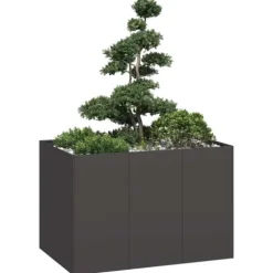 Plantekasse i stål 120x80x80 cm - Højbed til have og terrasse | Farve: Sort