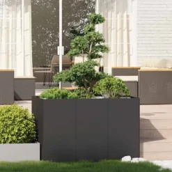 Plantekasse i stål 120x80x80 cm - Højbed til have og terrasse | Farve: Sort
