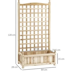 Plantekasse i træ med espalier til klatreplanter