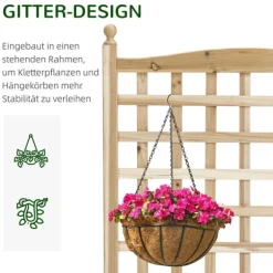 Plantekasse i træ med espalier til klatreplanter