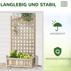 Plantekasse i træ med espalier til klatreplanter