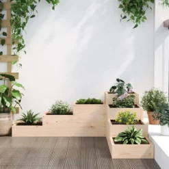 Plantekasse med 4 niveauer - Massivt fyrretræ | Størrelse: 106x104,5x36 cm