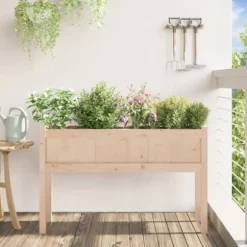 Plantekasse med ben i massivt fyrretræ - Perfekt til haven | Størrelse: 110x31x70 cm
