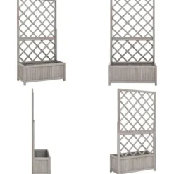 Plantekasse med espalier 70x30x135 cm massivt fyrretræ grå - Plantekasse - Plantekasser - Home & Living