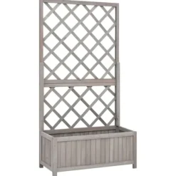 Plantekasse med espalier 70x30x135 cm massivt fyrretræ grå - Plantekasse - Plantekasser - Home & Living