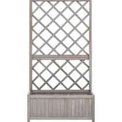 Plantekasse med espalier 70x30x135 cm massivt fyrretræ grå - Plantekasse - Plantekasser - Home & Living