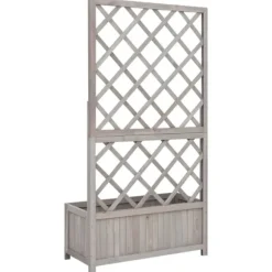 Plantekasse med espalier 70x30x135 cm massivt fyrretræ grå - Plantekasse - Plantekasser - Home & Living