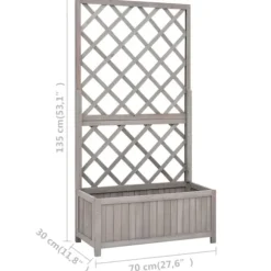 Plantekasse med espalier 70x30x135 cm massivt fyrretræ grå - Plantekasse - Plantekasser - Home & Living