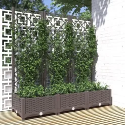 Plantekasse med espalier - Velegnet til udendørs brug | Størrelse: 120x40x121,5 cm | Farve: Brun