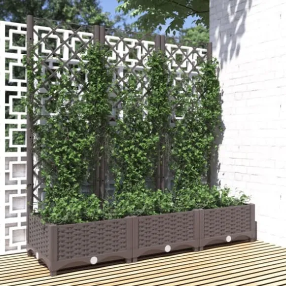 Plantekasse med espalier - Velegnet til udendørs brug | Størrelse: 120x40x121,5 cm | Farve: Brun