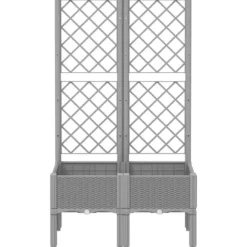 Plantekasse med espalier - Klatreplante støtte | Størrelse: 80x40x142 cm | Farve: Lysegrå
