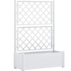Plantekasse med espalier - Højbed til blomster og planter | Farve: Hvid | Størrelse: 100x43x142 cm