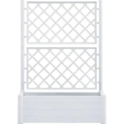 Plantekasse med espalier - Højbed til blomster og planter | Farve: Hvid | Størrelse: 100x43x142 cm